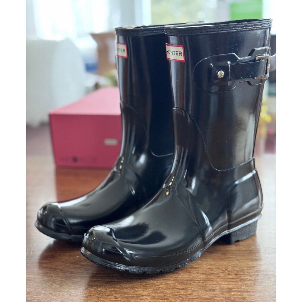 Hunter Original Short Gloss Rain Boots Women’s Size 9 Black New in Box
